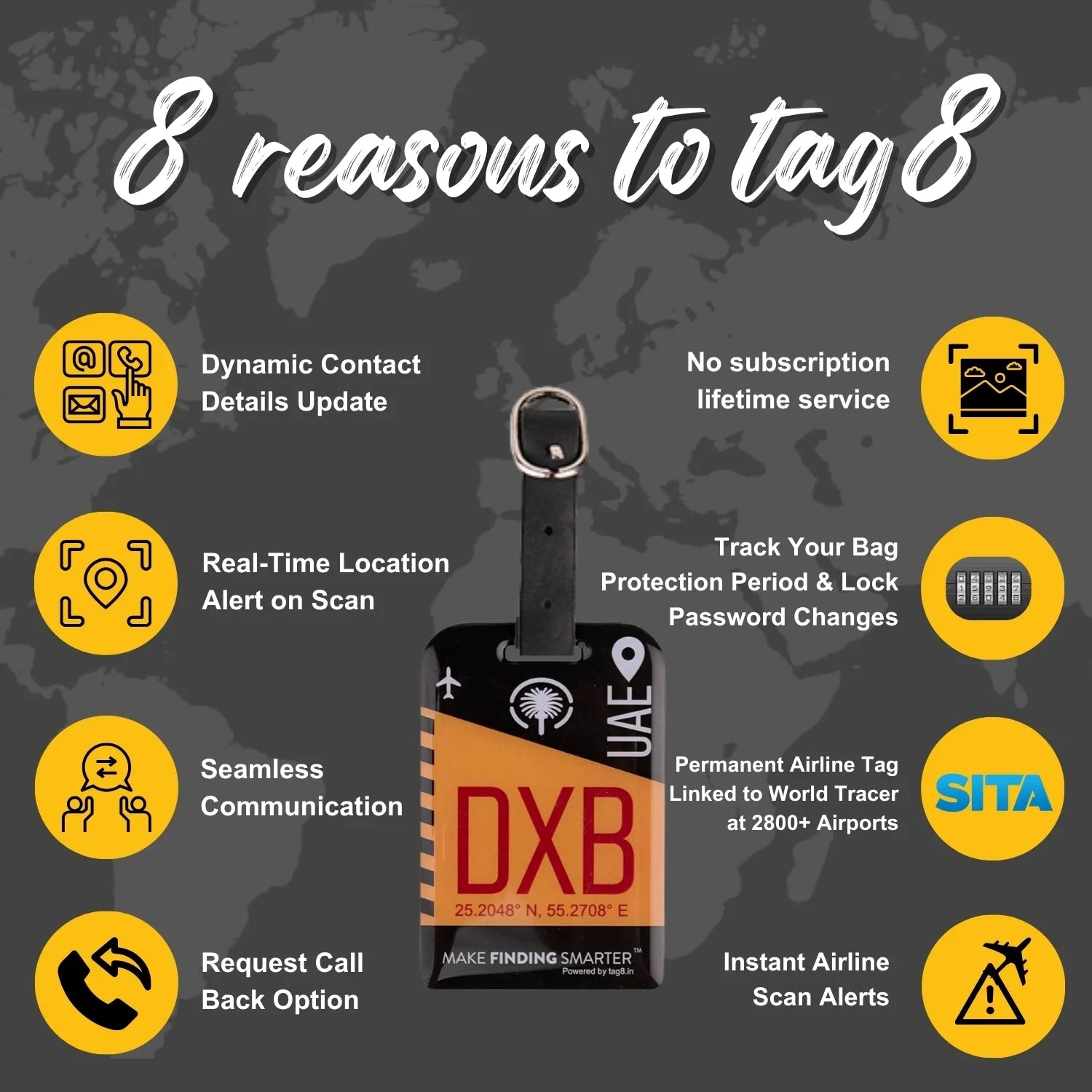 Smart Bag Security Tag - Dubai (DXB)  [Pack 2]